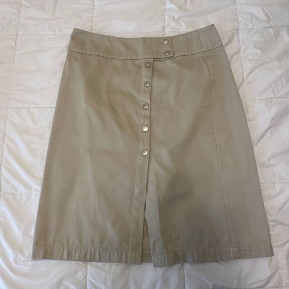 Ulla Johnson pencil skirt Beige silver button  8 Ulla Johnson tan career pencil - Picture 10 of 15